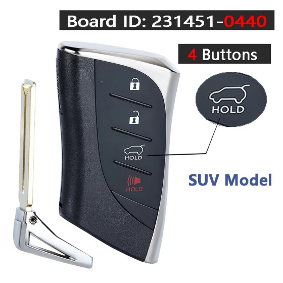 2020-2024 Lexus UX 200 UX 250 / 4-Button Smart Key / PN: 8990H-76590 / 0440 HYQ14FBZ (AFTERMARKET)